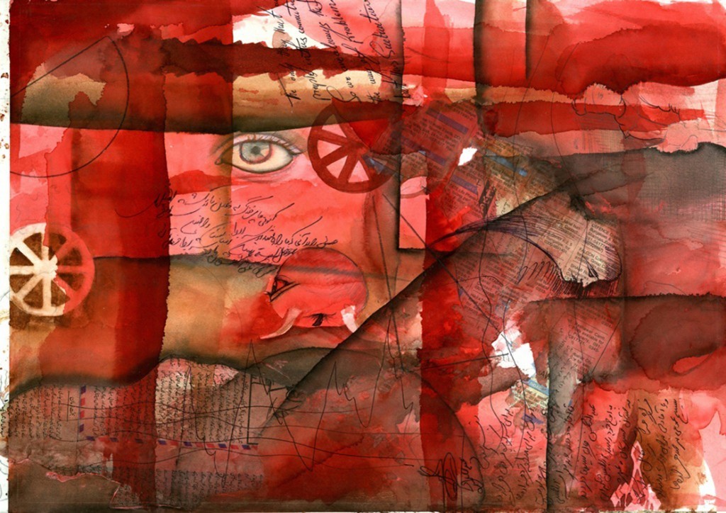 Mohsen Taasha Wahidi, The Reddish Essence, gouache su carta, 33x46cm., 2010. Courtesy Theca Gallery.