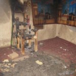 Inside a burnt mosque. Copies of Quran were burnt in fire
