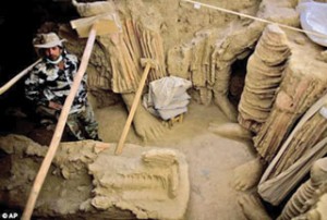 An Afghan archaeologist standing inside the monastery Pic: AP